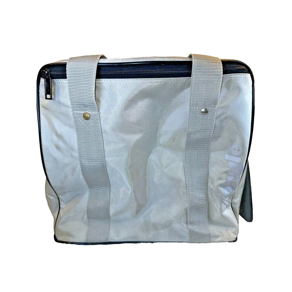 Vintage 1980s AMF The Angle Single Bowling Ball Bag Metallic Silver Tote VGVC